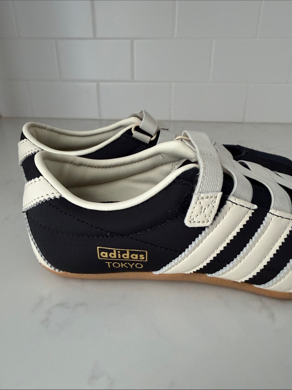 adidas Kids Tokyo Black and White Velcro Sneakers